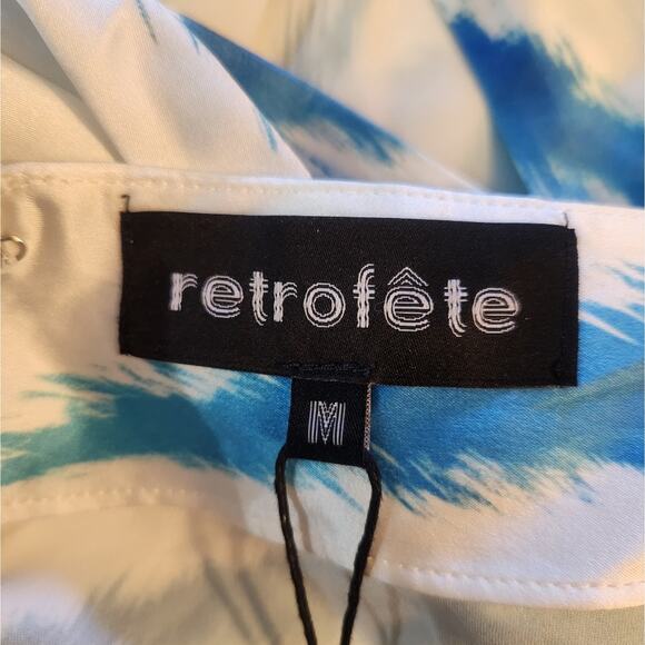 Retrofete Amika Dress in Blue Zebra Size Medium NWT Maxi Silk Low Back - Picture 11 of 13